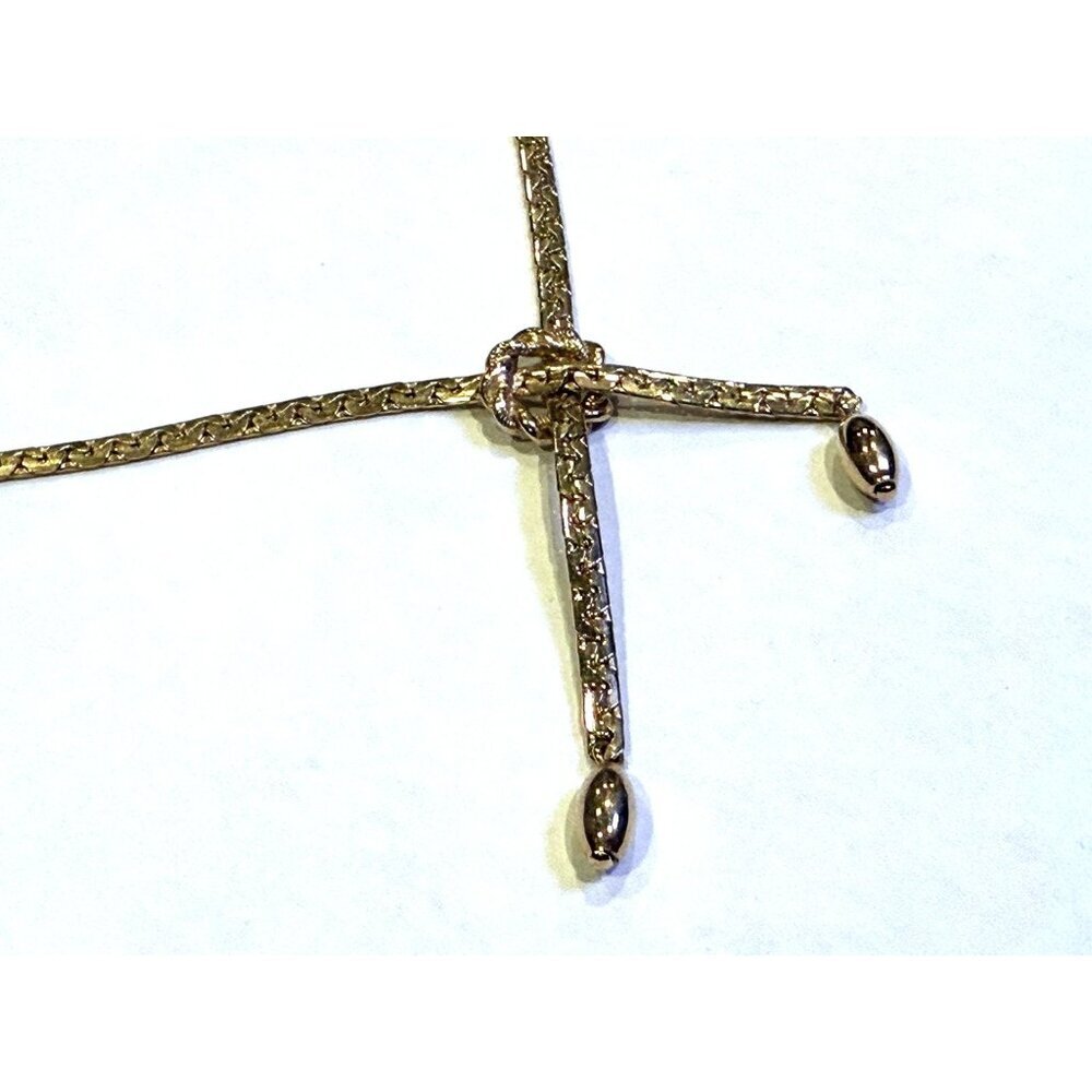 SARAH COVENTRY LARIAT STYLE FLAT CURB GOLD CHAIN LOVERS KNOT PENDANT NECKLACE EU - Picture 8 of 8
